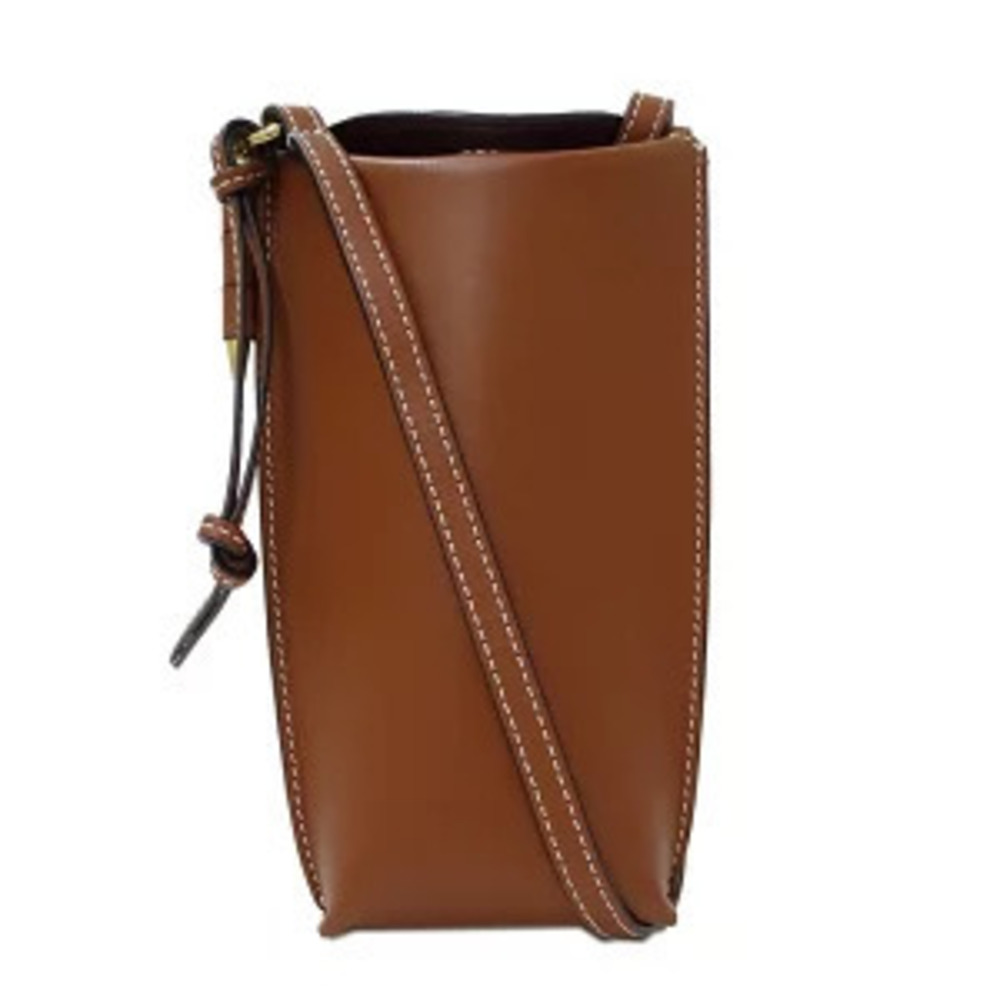 Loewe Shoulder Bag Gate Pocket Anagram Leather Brown Crossbody